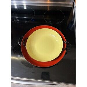 Vtg Lot Of 2 Caravelle Sizzling Servers Imported From France Red Yellow